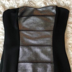 Dresses - Black Silver Metallic Strapless Sexy BodyCon Dress Dresses - Black Silver Metallic Strapless Sexy BodyCon Dress
